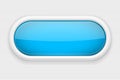 Blue shiny oval button. On white matted background. Web interface element