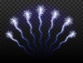 Blue shiny realistic fireworks background.