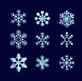 Blue shiny snowflakes