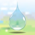 Blue shiny water drop. Vector illustration Royalty Free Stock Photo