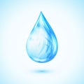 Blue shiny water drop vector illustration Royalty Free Stock Photo