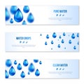 Blue shiny water drops banners set Royalty Free Stock Photo