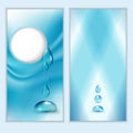 Blue shiny water drops banners set. Royalty Free Stock Photo