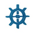 Blue Ship steering wheel icon isolated on transparent background.