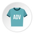 Blue shirt with ADV inscription icon circle