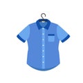 Blue shirt on hanger icon, flat style Royalty Free Stock Photo