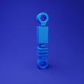 Blue Shock absorber icon isolated on blue background. Minimalism concept. 3D render illustration Royalty Free Stock Photo