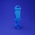 Blue Shock absorber icon isolated on blue background. Minimalism concept. 3D render illustration Royalty Free Stock Photo