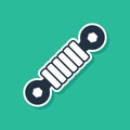 Blue Shock absorber icon isolated on green background. Vector Royalty Free Stock Photo