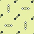 Blue Shock absorber icon isolated seamless pattern on yellow background. Vector Royalty Free Stock Photo
