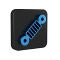 Blue Shock absorber icon isolated on transparent background. Black square button. Royalty Free Stock Photo