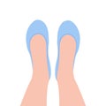 Blue shoes top view. Women`s classical shoes