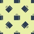 Blue Shopping bag jewelry icon isolated seamless pattern on yellow background. Vector Royalty Free Stock Photo