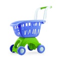 Blue shopping basket on white background Royalty Free Stock Photo