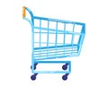 Blue shopping cart empty ready for shopping. Sale, commerce, retail and supermarket cart vector illustration Royalty Free Stock Photo