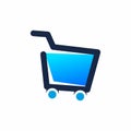 Blue shopping cart line style vector