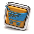 Blue shopping cart on orange button