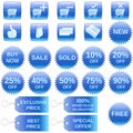 Blue shopping icons