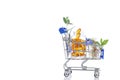 Blue Shopping trolley with pills and medicine