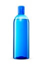 Blue shower gel or shampoo in transparent plastic bottle isolated on white Royalty Free Stock Photo