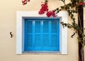Blue shutters in modern building