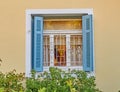 Blue shutters vinage window Royalty Free Stock Photo