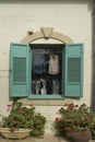 Light green shutters in Zichron Yaakov northwest Israel Royalty Free Stock Photo