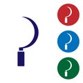 Blue Sickle icon isolated on white background. Reaping hook sign. Set icons in color square buttons. Vector
