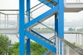 Blue side outdoor staircases, park island in Japan