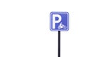 Blue Sign Board of Bicycle and Motorcycle parking. Blue and white Symbol designating motorcycle parking