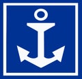 Blue sign gives permission to anchor at Docklands, Melbourne, Australia