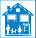 Blue sign with home and family