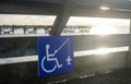 Blue fishing sign indicates wheelchair accessible on fishing pie