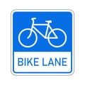 Blue sign informing Bicycle lane