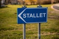 Blue sign marked Stallet..