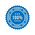 Blue sign 100 percent satisfaction guarantee. Flat vector illustration EPS 10