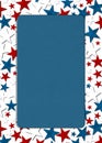 Blue sign with USA red, white and blue stars
