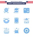 9 Blue Signs for USA Independence Day ireland; phone; shield; mobile; cap