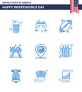 9 Blue Signs for USA Independence Day map; american; footbal; american; ice