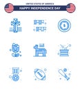 9 Blue Signs for USA Independence Day political; donkey; american; plent; imerican Royalty Free Stock Photo