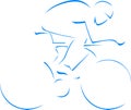 Blue silhouette cyclist Royalty Free Stock Photo