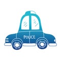 Blue silhouette emergency police car transport with siren Royalty Free Stock Photo