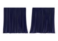 Blue silk curtain isolated on white background. 3d render, Royalty Free Stock Photo