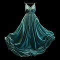 Green Silk Evening Dress: Realistic And Detailed Rendering On Black Background Royalty Free Stock Photo