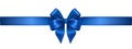 Blue Silk Realistic Bow with Ribbon on White. EPS10