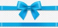 Blue Silk Ribbon And Bow Transparent background Royalty Free Stock Photo