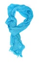 Blue silk scarf isolated on white background Royalty Free Stock Photo