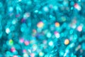 Blue and silver abstract bokeh lights. Defocused background. Copy space. Festive texture Royalty Free Stock Photo