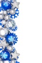 Blue and silver Christmas ornament double border over white Royalty Free Stock Photo