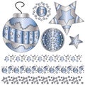 Blue and silver Christmas ornaments Royalty Free Stock Photo